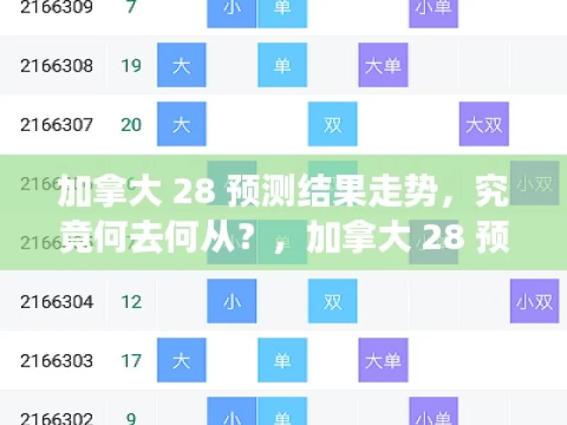 加拿大 28 预测结果走势，究竟何去何从？，加拿大 28 预测走势之问