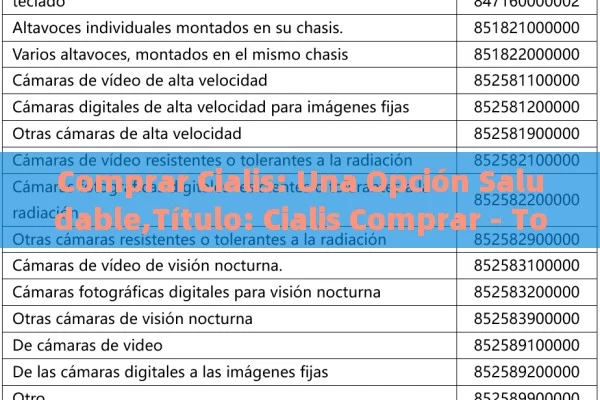 Comprar Cialis: Una Opción Saludable,Título: Cialis Comprar - Todo Lo Que Necesitas Saber - Cialis:Todo lo que Debes Sabe